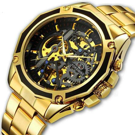 Rel gio Masculino Forsining 1030 Dourado Automatico Rel gio