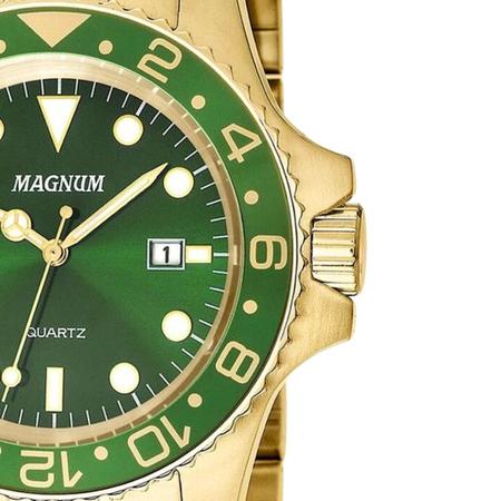 Relogio magnum masculino dourado visor verde calendario ma32934g, Magalu  Empresas
