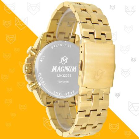 Relógio Magnum Masculino Dourado Automático MA35093A Prova d'água 2 ano de  garantia com carteira no Shoptime