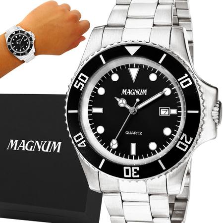 Relogio magnum automatico masculino aco prata ma33862q