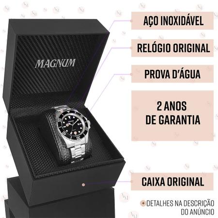 Relógio Magnum Masculino Prata Aço Inox Calendário MA33086T - Imperial  Relógios