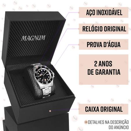 Relogio magnum automatico masculino aco prata ma33862q