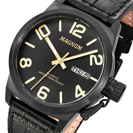 Relógio Magnum Sports MA33399P Pulseira de Couro Preto