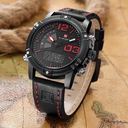Rel gio Masculino Naviforce 9095 Anal gico e Digital Preto e