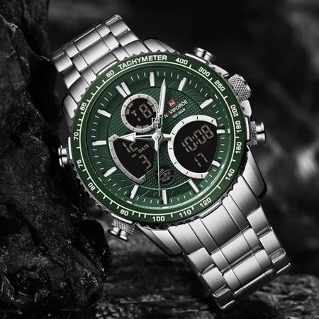 Rel gio Masculino Naviforce 9182 Esportivo Pulseira A o Inoxid vel