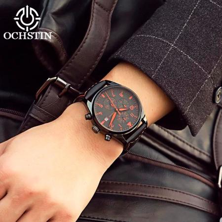 Rel gio Masculino Ochstin 6043G Preto e Laranja Rel gio