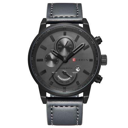 Imagem de Relógio Masculino Original Curren Pulseira De Couro Aço Inox