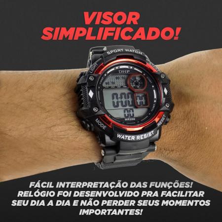 Relogio champion masculino digital preto led vermelho silicone ch40188d -  Relógio Masculino - Magazine Luiza