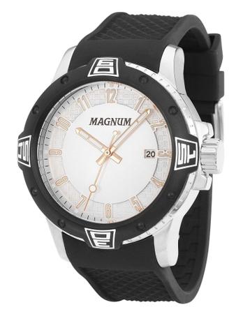 Relógio Magnum Masculino Dourado Analógico De Pulso Pulseira De Silicone  Preta Ma34683P na Americanas Empresas