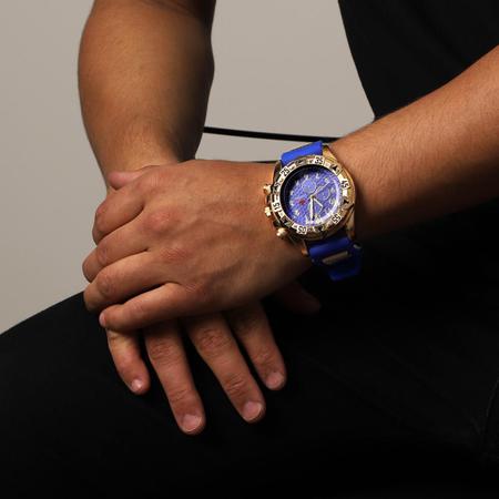 Imagem de Relógio Masculino QUEBEC Analógico QB004 - Azul e Dourado