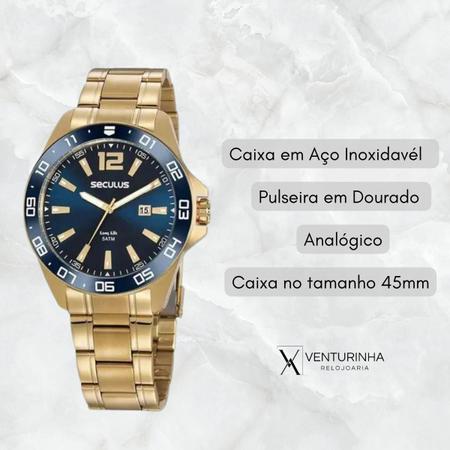 Imagem de Relógio Masculino Seculus Long Life Dourado 20809GPSVDA2