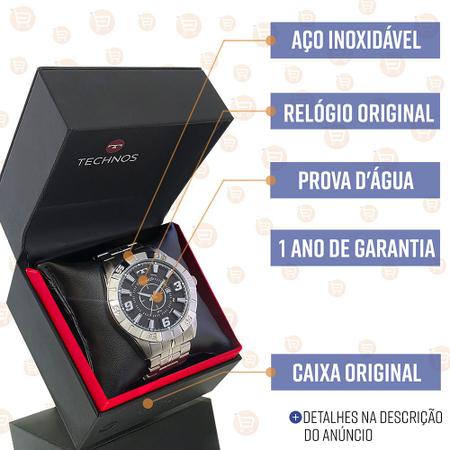 Imagem de Relógio Masculino Technos Prata Top Original Prova Dágua