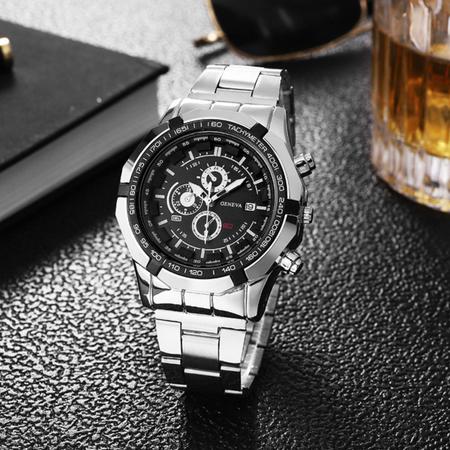 Relógio Masculino Top Luxo Prata Aço Moda Moderno - anjo da mamãe Imagem de Relógio Masculino Top Luxo Prata Aço Moda Moderno