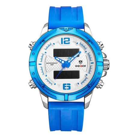 Imagem de Relógio Masculino Weide AnaDigi WH8602 Azul e Branco
