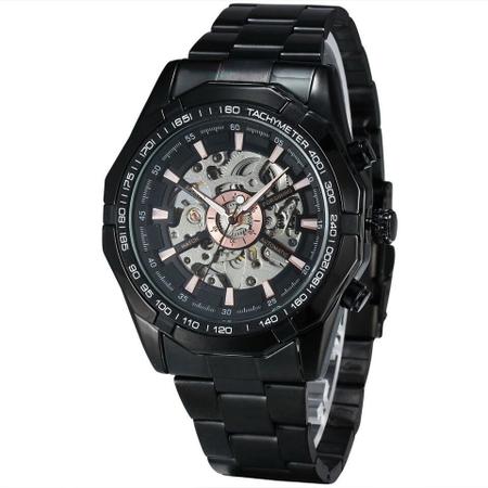 Imagem de Relógio Masculino Winner Skeleton Automatico Tm 340 Preto