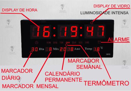 Imagem de Relógio Mesa Despertador Digital Led Calendário Termômetro