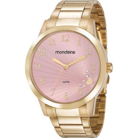 Imagem de Relógio Mondaine Feminino Dourado 53756LPMVDE1 Analógico 5 Atm Cristal Mineral Tamanho Grande