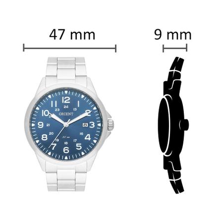 Imagem de Relógio ORIENT masculino analógico prata azul MBSS1380 D2SX