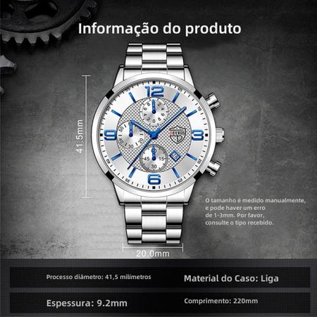 Imagem de Relógio Original Deyros Rose Aço Masculino Luxo Quartzo