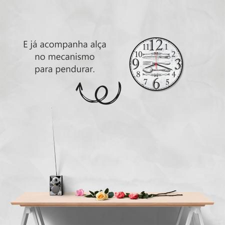 Imagem de Relogio Parede Decorar Cozinha Enfeite Desenho Talheres Presente Decorativo Sala Restaurante