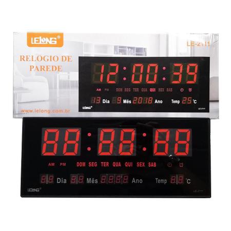 Imagem de Relógio Parede Digital Termometro Calendario Lelong Le-2111