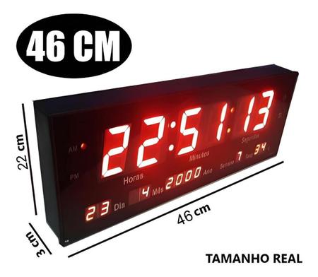 Imagem de Relógio Parede Led Digital Grande 46Cm Termômetro Data L2
