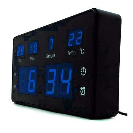 Imagem de Relógio Parede Ou Mesa Led C/ Despertador Data E Temperatura