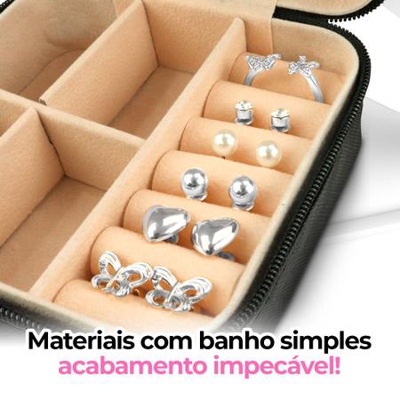 Imagem de Relogio prata original prova dagua tendencia conforto + joias 18k + porta joia - presente feminino