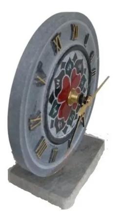 Imagem de Relógio Rústico14cm Em Pedra Sabão Decorativo Feito Manualmente