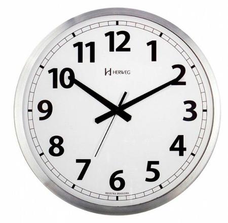 Imagem de Relógio Silencioso Parede 40cm Branco Alumínio Herweg 6713s