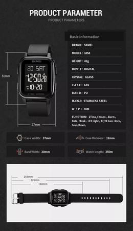 Imagem de Relógio Skmei 1858 Unissex À Prova D'água 50 Metros 