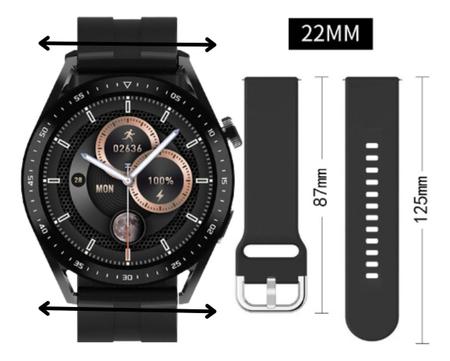 Relogio Digital Masculino Smart Watch Redondo Hw3 Max Brinde