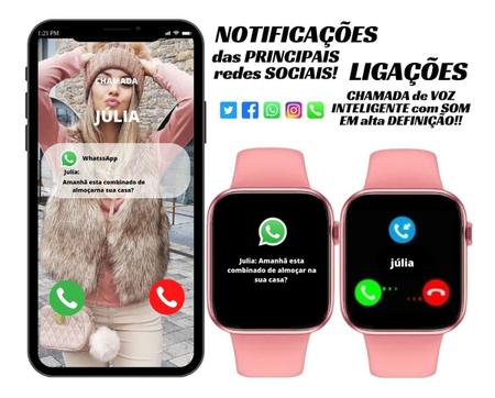 Imagem de Relógio Smartwatch Feminino Duas Pulseiras P/ iPhone Android Samsung