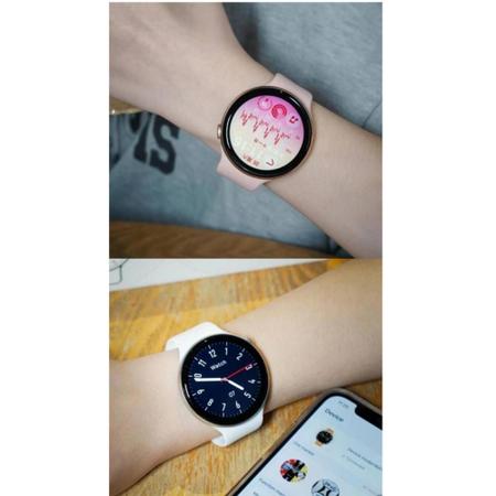 Imagem de Relógio Smartwatch Feminino E Masculino W28 Pro Redondo Preto Branco e Rosa