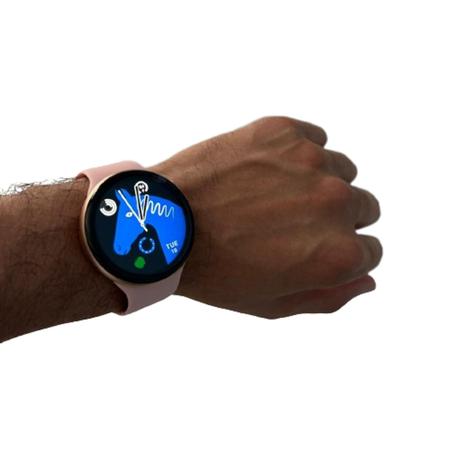 Imagem de Relógio Smartwatch Feminino E Masculino W28 Pro Redondo Preto Branco e Rosa