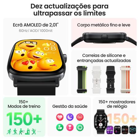 Imagem de Relógio Smartwatch Haylou Rs5 Amoled Monitor Saúde Preto
