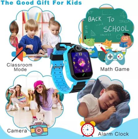 Relógio Smartwatch Infantil Q12 kids com rastreador - chat voz - sos - azul