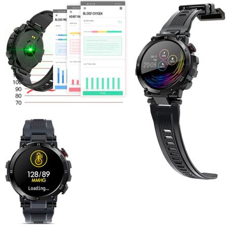 Relógio Smartwatch Redondo Inteligente Caixa Grande Militar