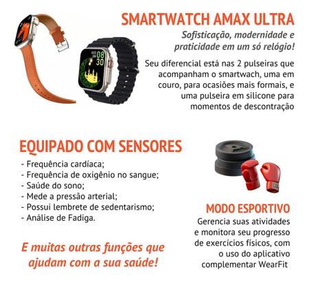 Relógio Inteligente Com Medidor De Glicose Smart Band Ultra