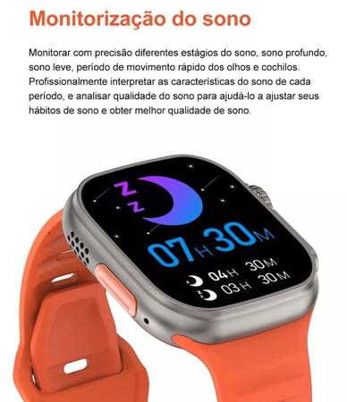 Smartwatch Ultra8 Série 8 Esportivo NFC, 45mm, Prata