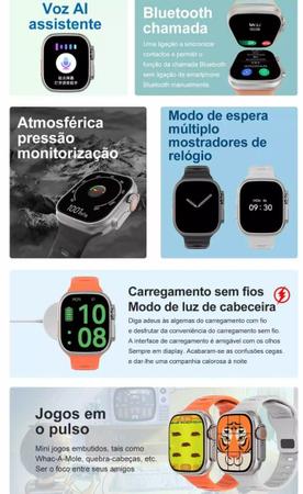 Smartwatch Ultra8 Série 8 Esportivo NFC, 45mm, Prata