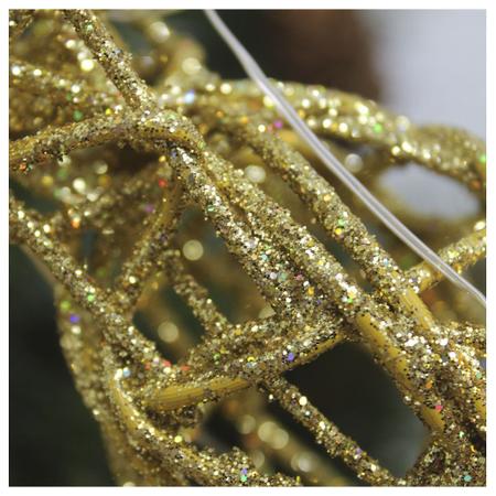 Imagem de Rena Aramada Natal Iluminada 30 Led Dourada Com Glitter 30cm