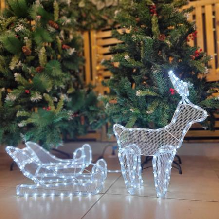 Imagem de Rena com Trenó Iluminado LED 280 Lâmpadas Branco 1,20m 127V - Master Christmas