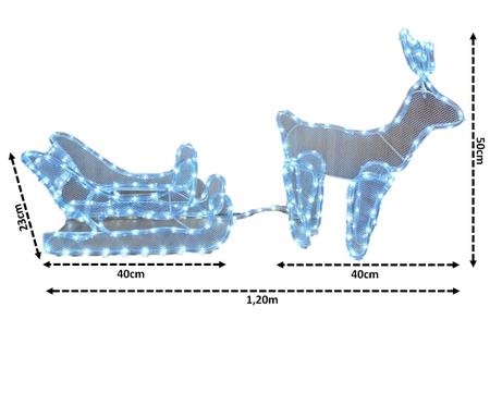 Imagem de Rena com Trenó Iluminado LED 280 Lâmpadas Branco 1,20m 127V - Master Christmas