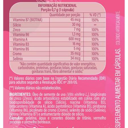 Imagem de Rennakér Suplemento Alimentar Biotina Para Cabelo Unhas Zinco Silício Selênio Vitaminas 60 Capsulas