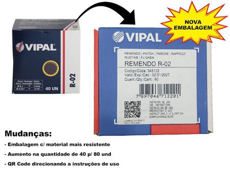 Reparo Camara Ar Bicicleta Moto Vipal Estrela R-02 Diâmetro 50mm c/80 Unidades Imagem de Reparo Camara Ar Bicicleta Moto Vipal Estrela R-02 Diâmetro 50mm c/80 Unidades