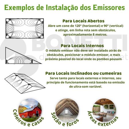 Imagem de Repelente de Pombos Ultrassonico para Propriedades com 2 Emissores Modelo REP02 Afasta e Espanta Ave