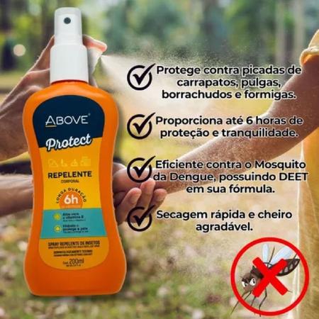 Imagem de Repelente Protect, Above, Sprayl Contra Pernilongo Aedes Aegypti Moscas Mosquitos Não Oleoso 200ml