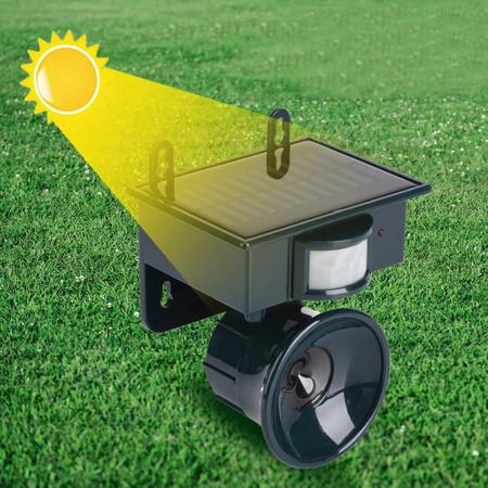 Imagem de Repelente Solar Ultrassonico Kit 2 Unid Sensor Afasta Espanta Pombo Aves Ratos Pragas Detecta Movimento Jardim Quintal Casa