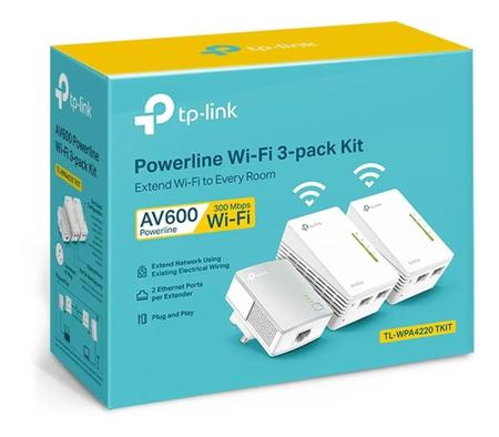 Repetidor Extensor Powerline Av600 Tp link Tl wpa4220t Kit Triplo